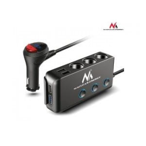 Rozdzielacz gniazda zapalniczki samochodowej Maclean MCE218 3 gniazda zapalniczki, 1xQuick Charge 3.0, 3xUSB 6,8A, 1x Power Delivery 18W, max 120W