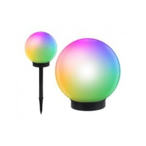 Lampa solarna GreenBlue GB124 wolnostojaca ogrodowa - kula 20x20x53cm, kolorowy LED