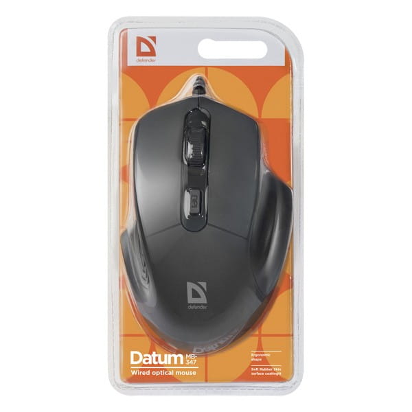 Defender Mysz Datum MB-347, 1600DPI, optyczna, 4kl., 1 scroll, przewodowa USB, czarna, biurowy