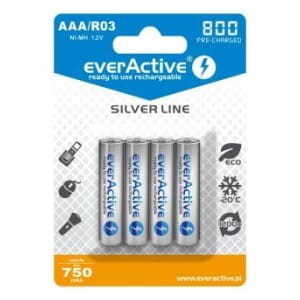 Akumulatorki AAA/R03 everActive Silver Line 800 mAh 4 sztuki