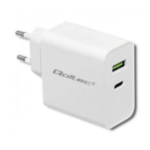 Ładowarka sieciowa Qoltec 45W | 5-20V | 2.4-3A | USB typ C PD | USB | Biała