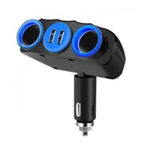 Rozgałęziacz gniazda zapalniczki VAKOSS TP-3268K 2 gniazda + 2xUSB, czarny