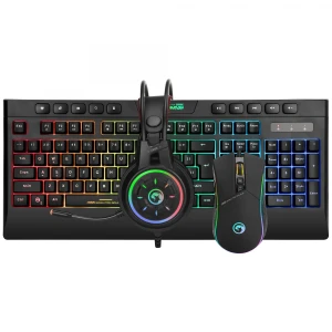 Marvo CM305, RGB zestaw klawiatura + mysz i słuchawki dla graczy, US, do gry, membranowa rodzaj przewodowa (USB), czarna, RGB podś