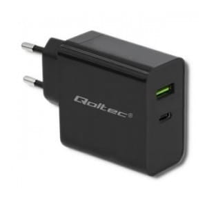Ładowarka sieciowa Qoltec 45W | 5-20V | 2.25-3A | USB typ C PD | USB | Czarna