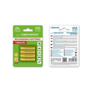 Akumulatorki AAA Esperanza 1000mAh 4szt. żółte