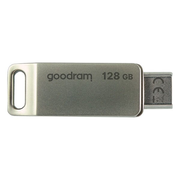 Goodram USB flash disk, USB 3.0 (3.2 Gen 1), 128GB, ODA3, srebrny, ODA3-1280S0R11, USB A / USB C, z obrotową osłoną