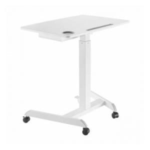 Biurko, stolik do laptopa Maclean MC-903W regulacja wysokości, z szufladą, białe, do pracy stojąco siedzącej, max wys 113cm - 8kg max