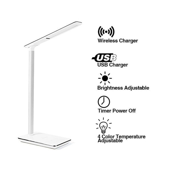 Lampka LED z ładowarką indukcyjną stmívatelná, czarna, 5V/9V, micro USB