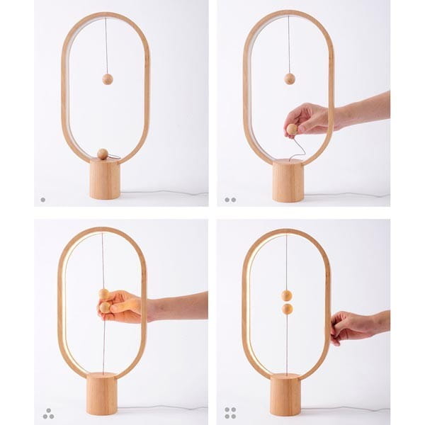 Lampka nocna Heng Balance Ellipse, czarna, 5V/1A, ciepła biel, USB, z włącznikiem magnetycznym, Allocacoc