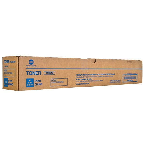 Konica Minolta oryginalny toner A8DA45H, A8DA45F, cyan, 13000s, TN324C, Połowa pojemności, Konica Minolta Bizhub C258,C308,C368, O