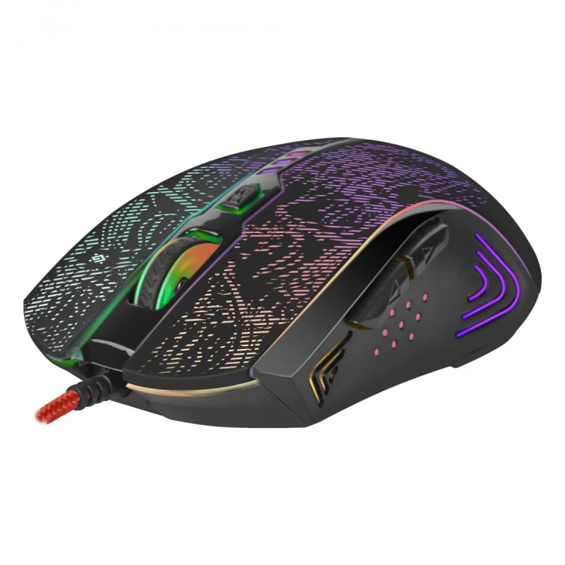 Defender Mysz OverLord GM-890, 3200DPI, optyczna, 6kl., 1 scroll, przewodowa USB, czarna, do gry, RGB