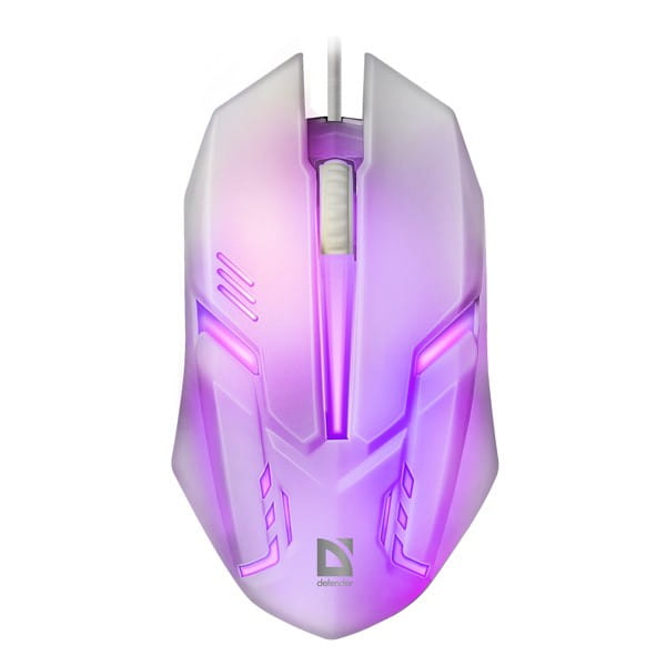 Defender Mysz Cyber MB-560L, 1200DPI, optyczna, 3kl., 1 scroll, przewodowa USB, biała, do gry, podświetlona