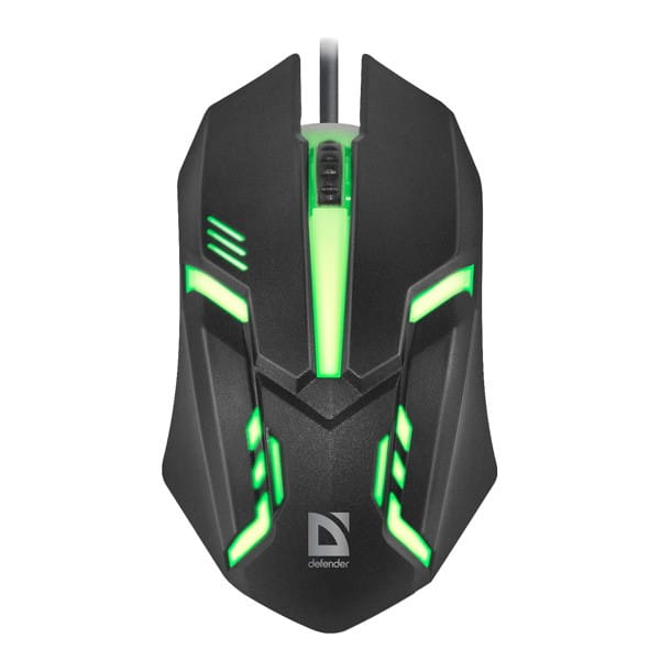 Defender Mysz Cyber MB-560L, 1200DPI, optyczna, 3kl., 1 scroll, przewodowa USB, czarna, do gry, podświetlona