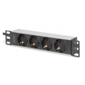 Listwa zasilająca DIGITUS do szaf 10" RACK 4xSchuko, 2m 1xSchuko, 16A, aluminiowa