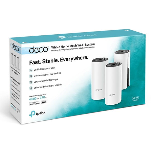 TP-LINK Wifi Mesh kit Deco M4(2-pack) 2.4GHz i 5GHz, access point, 1200Mbps, zintegrowana bateria anténa, 802.11ac, 2Pack, sieć dl