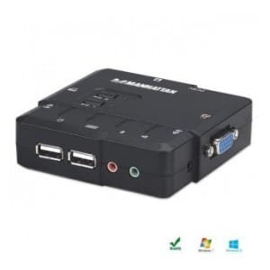 Przełącznik KVM Manhattan 2-portowy USB, Audio