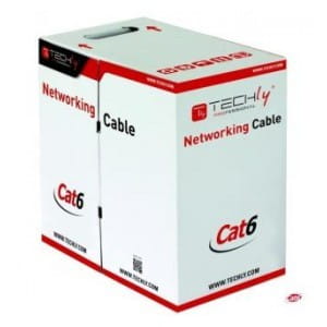 Kabel instalacyjny TechlyPro skrętka Cat6 UTP 4x2 linka CCA 305m, szary