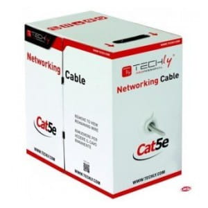 Kabel instalacyjny TechlyPro skrętka Cat5e UTP 4x2 drut CCA 305m, szary
