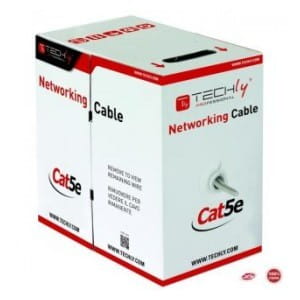 Kabel instalacyjny TechlyPro skrętka Cat5e UTP 4x2 drut 100% miedź 305m, szary