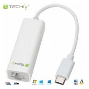 Karta sieciowa Techly USB-C 3.1 na RJ45 Gigabit, biała