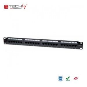 Patch panel TechlyPro 1U UTP 24xRJ45 Cat.6, czarny