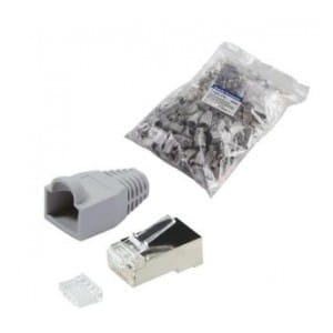Wtyk RJ45 CAT.6 FTP LogiLink MP0021 z osłonką, szary 100szt