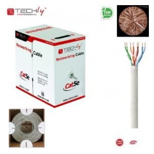 Kabel instalacyjny TechlyPro 100% miedź skrętka Cat5e UTP 4x2 linka 305m, szary