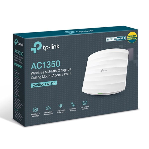 TP-LINK access point EAP225 2.4GHz i 5GHz, extender/ wzmacniacz, PoE, 1300Mbps, zintegrowana bateria anténa, 802.11n, Beamforming,