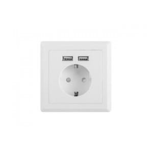 Gniazdo podtynkowe Lanberg 230V pojedyncze + 2x USB 2.1 A schuko
