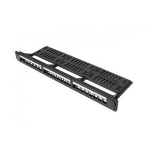 Patch panel pusty Lanberg PPKS-1124-B 24 port 1U 19" z organizerem do modułów keystone czarny