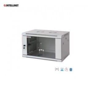 Szafa wisząca, zmontowana Intellinet 6U, 600x450, Rack 19", szklane drzwi, szara