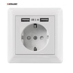 Gniazdo podtynkowe Intellinet elektryczne 2xUSB Typ A, białe