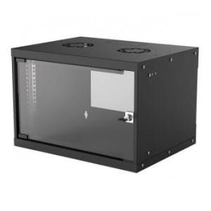 Szafa wisząca Intellinet BASIC, 6U, 540x400, Rack 19", szklane drzwi, FLATPACK, czarna