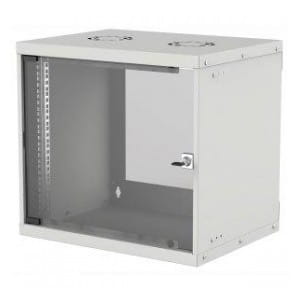 Szafa wisząca Intellinet BASIC, 9U, 540x400, Rack 19", szklane drzwi, FLATPACK, szara