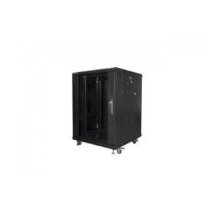Szafa instalacyjna Rack stojąca 19" 15U 600x600 czarna Lanberg (flat pack)