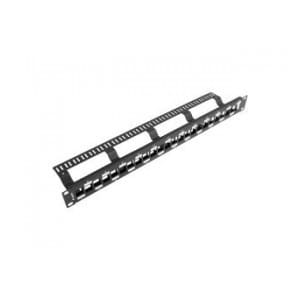 Patch panel pusty Lanberg PPKS-1224-B 24 port 1U 19" naprzemienny z organizerem do modułów keystone czarny