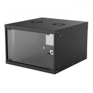 Szafa wisząca Intellinet BASIC, 6U, 540x560, Rack 19", szklane drzwi, FLATPACK, czarna