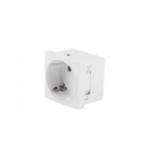 Gniazdo Lanberg 45x45 230V pojedyncze Schuko + łącznik białe