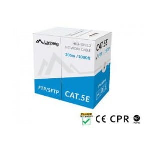 Kabel SFTP Lanberg kat. 5e 305m drut CU szary CPR+ fluke passed
