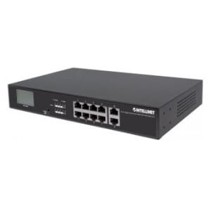 Switch niezarządzalny Intellinet 8x 10/100/1000 Mbps PoE+ 130W + 2x RJ45 Uplink LCD