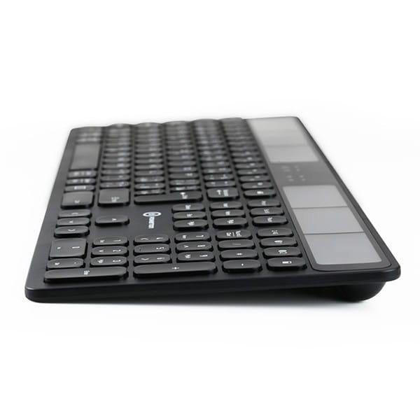 Powerton SolarSlim, Klawiatura zasilana solarnie CZ/SK, Multi-Device typ 2.4 GHz Dongle + Dual Bluetooth, bezprzewodowa, czarna