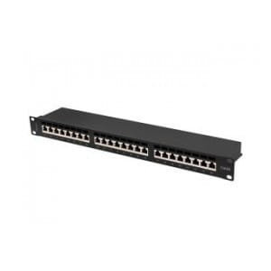 Patch panel Lanberg 24 port 1U kat.6A ekranowany czarny