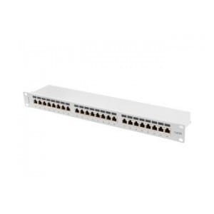 Patch panel Lanberg 24 port 1U kat.6A ekranowany szary
