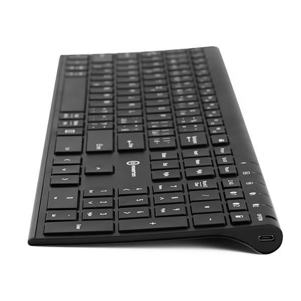 Powerton UltraSlim, Klawiatura CZ/SK, Multi-Device typ 2.4 GHz Dongle + Dual Bluetooth, bezprzewodowa, czarna