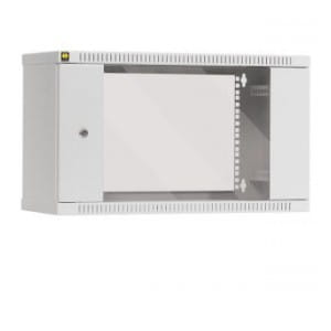 Szafa wisząca 19" Netrack, 6U/240mm – szary, drzwi przeszklone