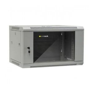 Szafa wisząca 19" Netrack, 6U/600x450mm – szary, drzwi szklane, otwierane boki