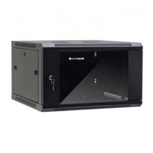 Szafa wisząca 19" Netrack, 6U/600x600mm – czarny, drzwi szklane, otwierane boki