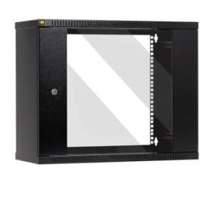 Szafa wisząca 19'' Netrack, 6U/240 mm - czarny, drzwi przeszklone