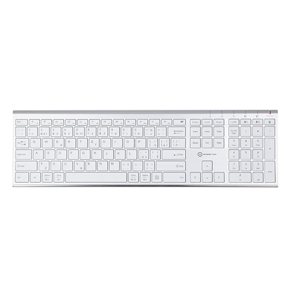 Powerton UltraSlim, Klawiatura CZ/SK, Multi-Device typ 2.4 GHz Dongle + Dual Bluetooth, bezprzewodowa, srebrna