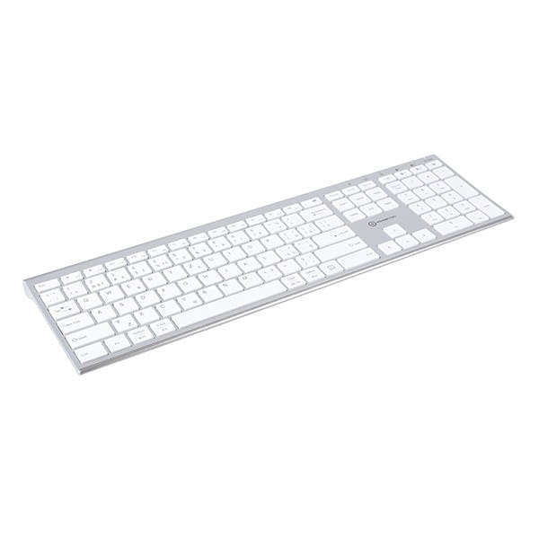 Powerton UltraSlim, Klawiatura CZ/SK, Multi-Device typ 2.4 GHz Dongle + Dual Bluetooth, bezprzewodowa, srebrna